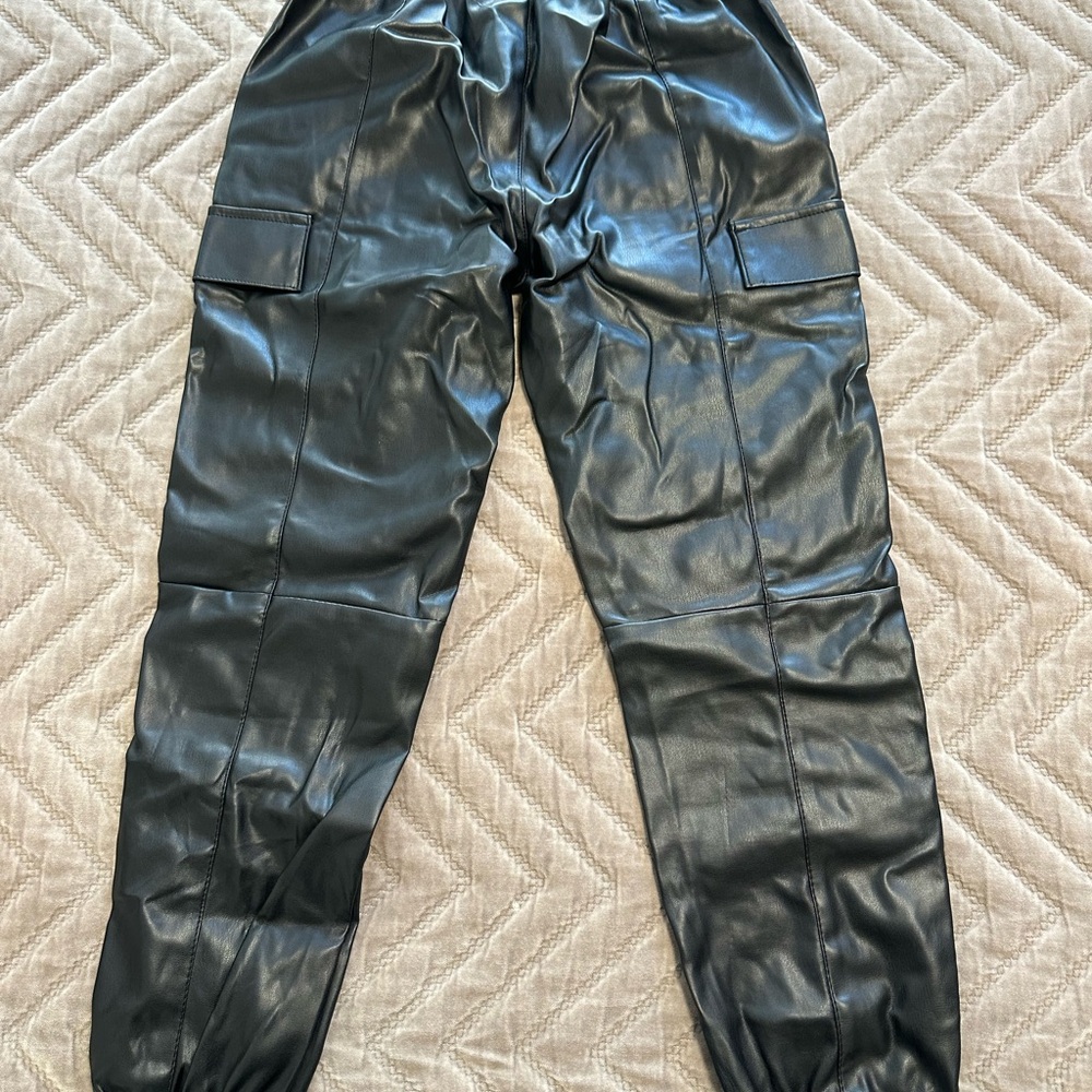 Bershka Black Faux Leather Pants